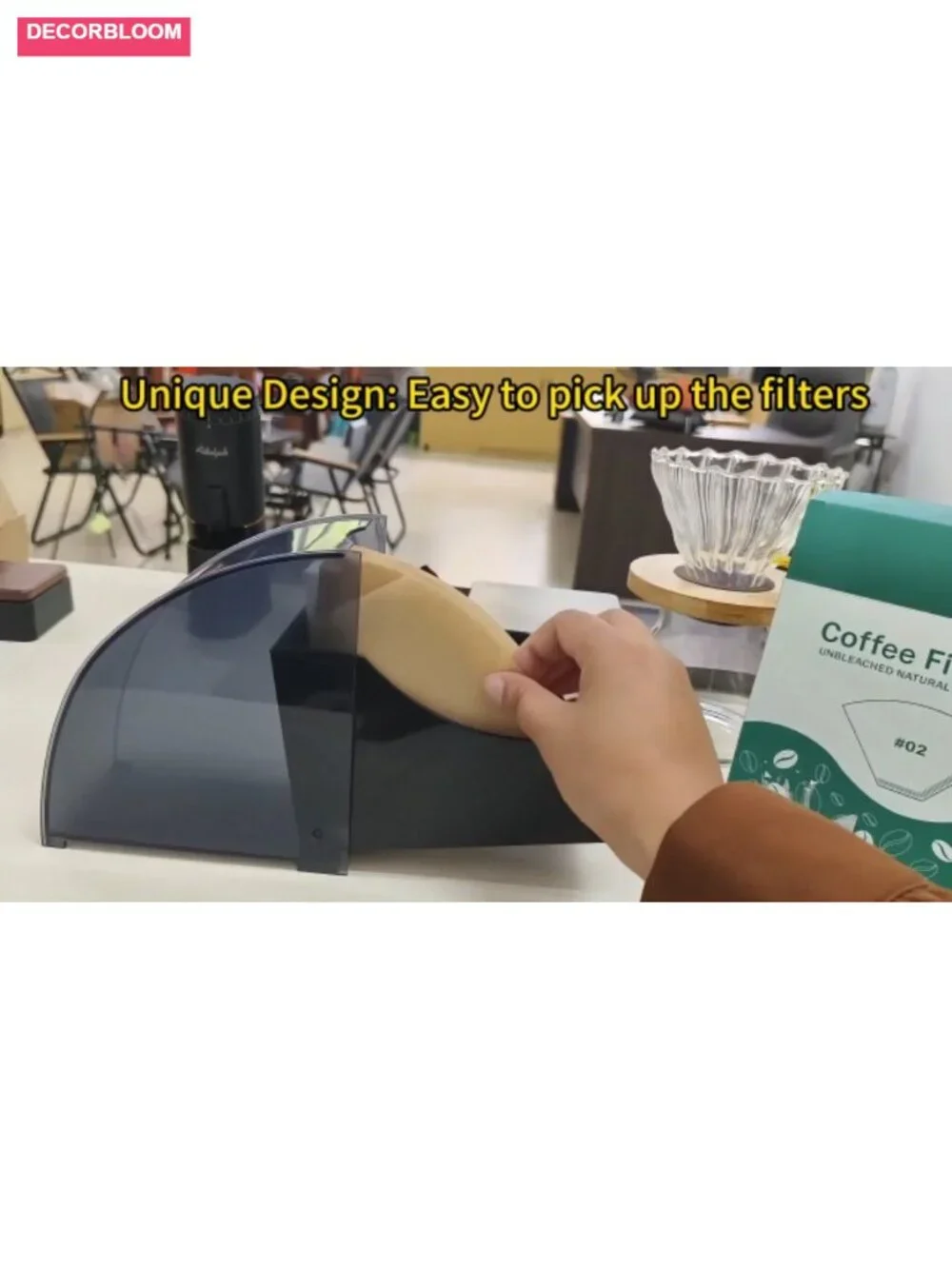 Acrylic Coffee Filter Holder with Lid, Dustproof Storage Box for Cone Filters
